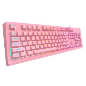 TECLADO MECÁNICO GAMER HAVIT KB871L RGB ROSADO PINK TABOO