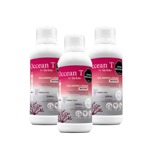 Colágeno Marino Líquido Occean T 500 Ml Con Biotina Y Cúrcuma Combo x 3 Unidades